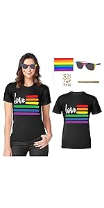 Gay Pride Shirt Women Funny Rainbow Love Graphic T-Shirt