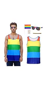 Gay Pride Shirt Men Funny Sleeveless Rainbow Love Graphic T-Shirt 