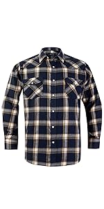 Snap Buttons Flannel Shirts for Men