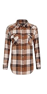 Snap Buttons Flannel Shirts for Women