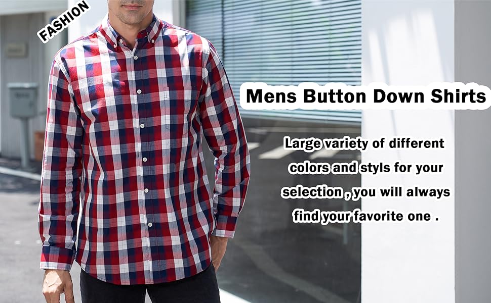 Mens Long Sleeve Shirts Button Down Shirts for Men