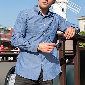 Mens Long Sleeve Button Down Shirts for Men