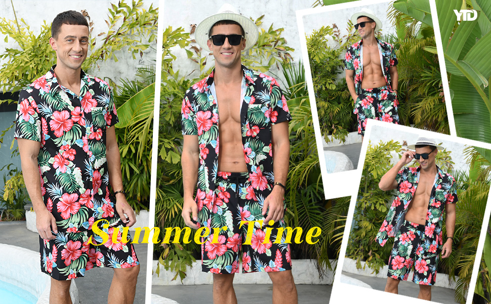 mens hawaiian 2 piece set