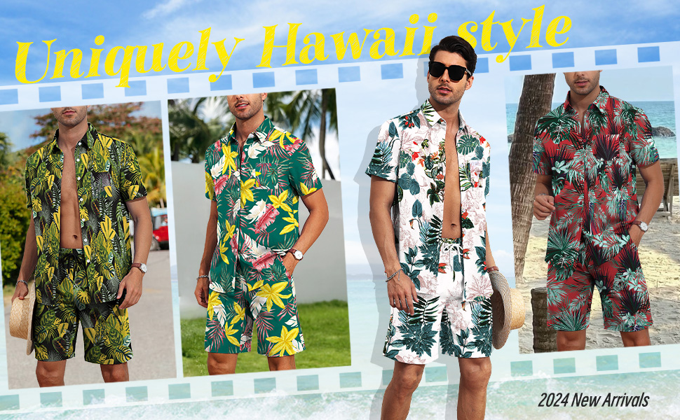 mens hawaiian 2 piece set