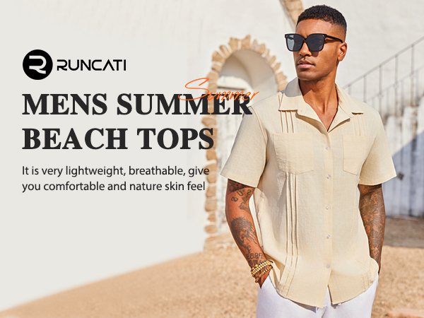 Runcati Mens Cuban Guayabera Shirts