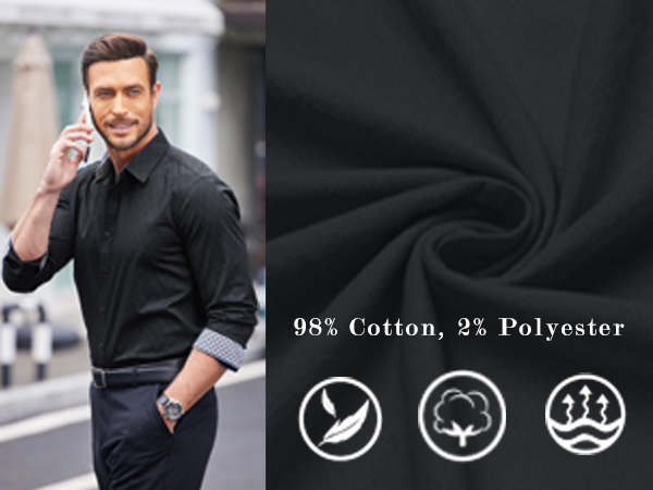 men black dress shirt slim fit button down shirt