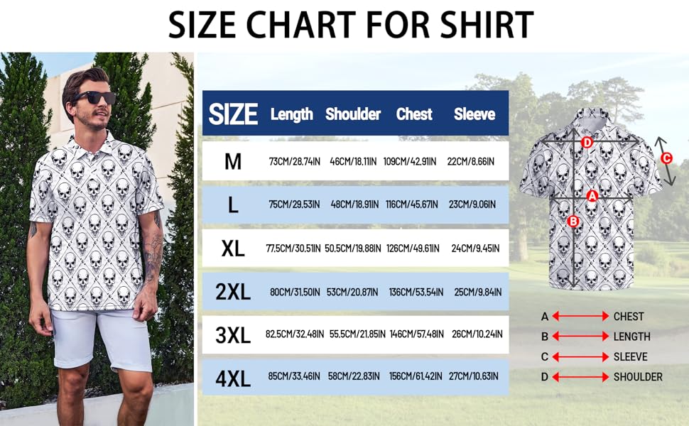 Golf Shirt for Men Size Details