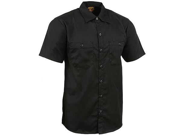 Milwaukee Mens Men Black Grey Orange Button Up Heavy Duty Cotton Poly Work Shirt Classic Mechanic