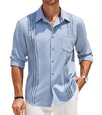 COOFANDY MENS CUBAN GUAYABERA LONG SLEEVE SHIRT