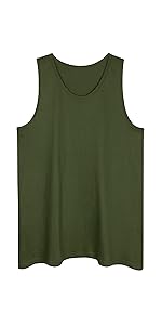 men sleeveless tank top shirts military green olive curved hem longline beach vacation