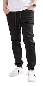 men joggers jogging pants casual slim fit drawstring sweatpants spandex stretch