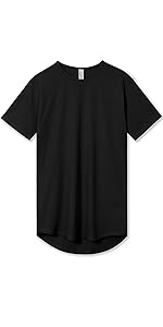 men hipster tops tee tshirts t-shirts longline crew neck lightweight curved hemline