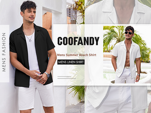 COOFANDY Mens Summer Beach Shirts Short Sleeve Button Down Shirts for Men