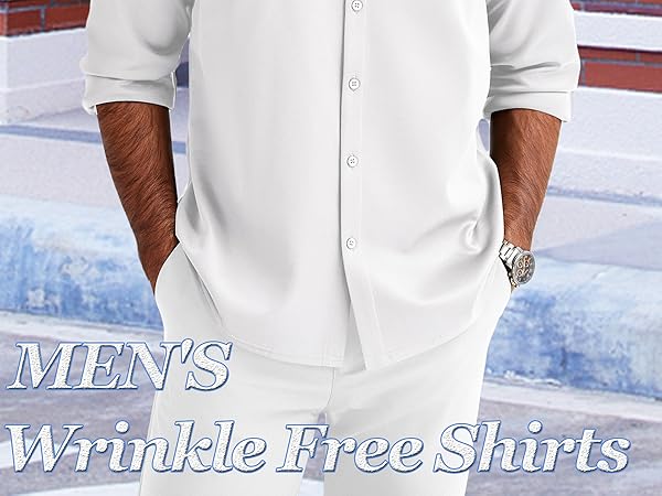 Men''s Long Sleeve Wrinkle Free Shirts Button Down