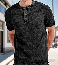 mens washed henley shirts