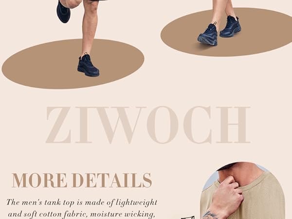 ZIWOCH Men''s Sleeveless Tank Tops Crewneck Solid Loose Fit Shirt