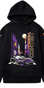  Men''s Graphic Hoodies Letter Car Print Long Sleeve Drawstring Pullover