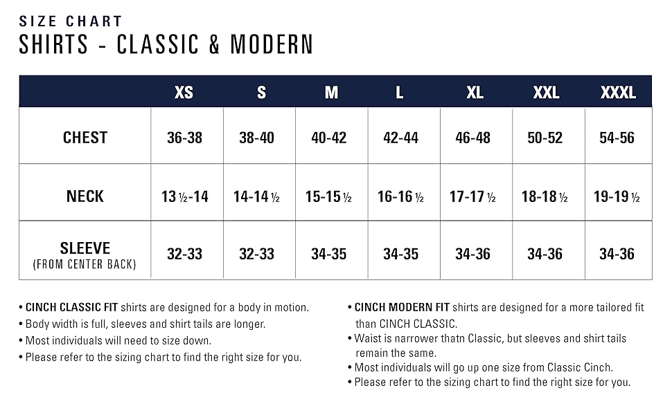 Shirt Sizing Chart