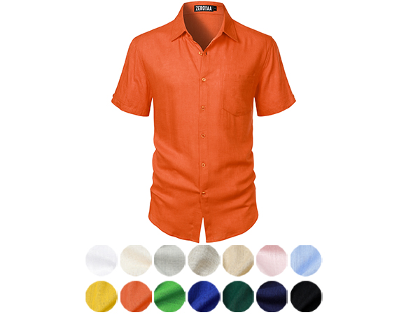 orange linen shirt