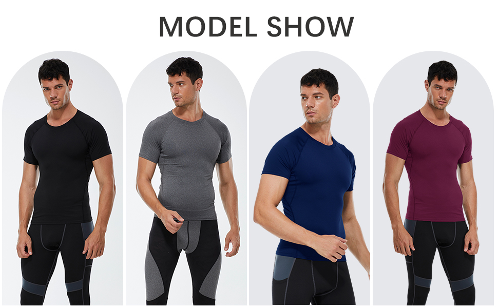 Men''s Compression Shirt Short Sleeve Athletic Workout T Shirt Undershirts Baselayer Gym Tops