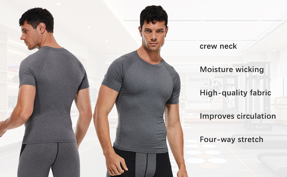 Men''s Compression Shirt Short Sleeve Athletic Workout T Shirt Undershirts Baselayer Gym Tops