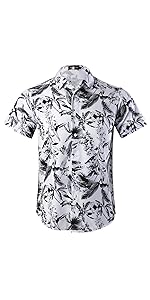 Mens Hawaiian shirts beach summer floral print casual button down tropical