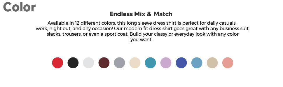 Men''s Short Sleeve Dress Shirt Color Palette