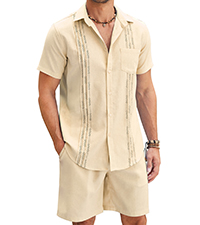 mens linen short set