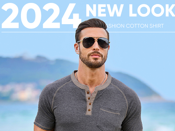 Men''s Muscle Slim Henley Shirts