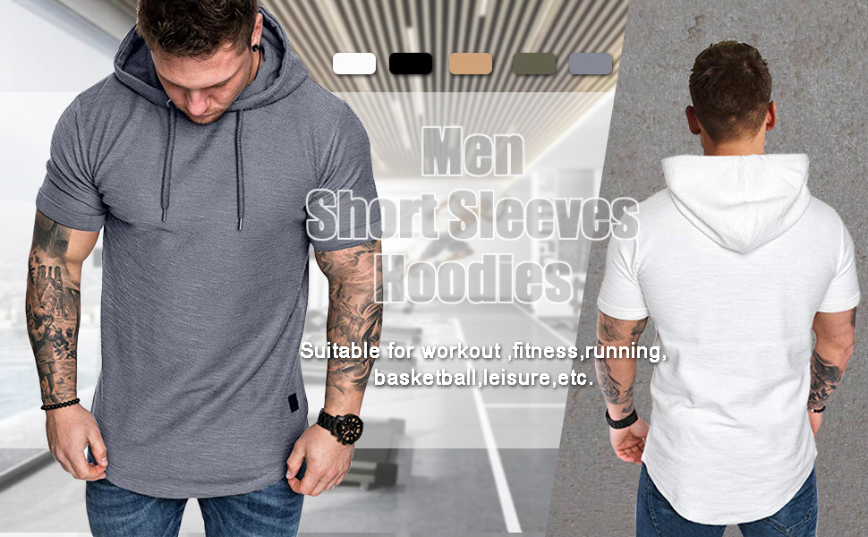 Men''s Athletic Hoodies Casual Hooded T-Shirts - Fashion hoodie Solid Color Pullover Top