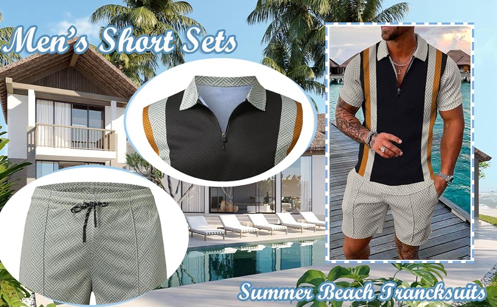 mens shorts set 2 piece outfits