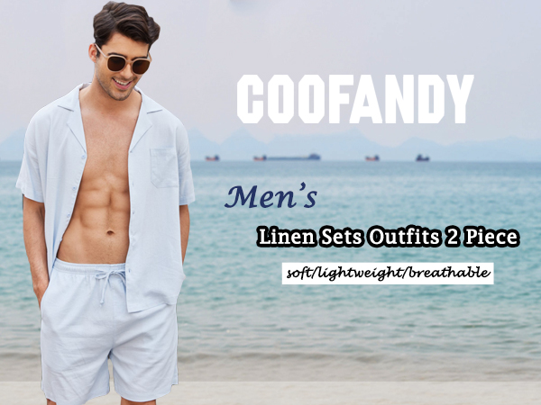 Men Linen Sets Outfits 2 Piece 