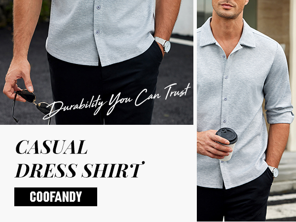 COOFANDY Men''s Long Sleeve Button Down Wrinkle Free Shirt Casual Untucked Stretch Dress Shirts