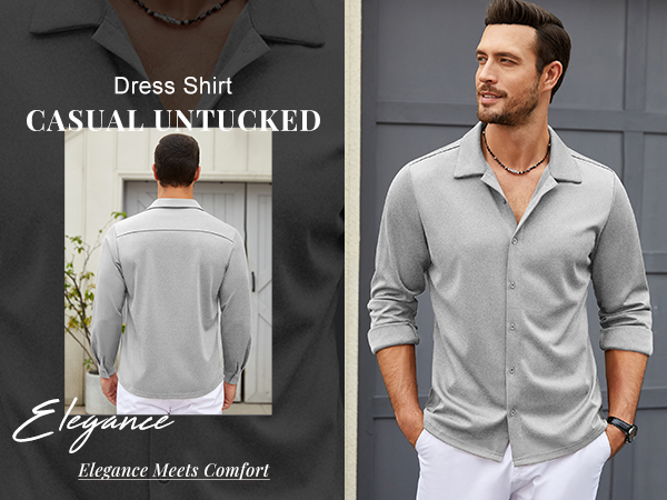 COOFANDY Men''s Long Sleeve Button Down Wrinkle Free Shirt Casual Untucked Stretch Dress Shirts