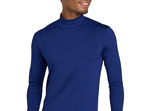 Camiseta cuello alto mock neck para hombre manga larga top thermal invierno calido color azul ligero