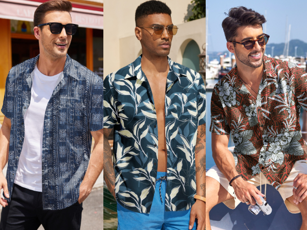 mens hawaiian button down shirts