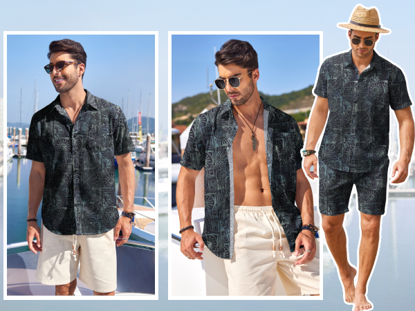 mens matching shirt and shorts set