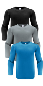 Mens 3 Pack Long Sleeve Workout Shirts