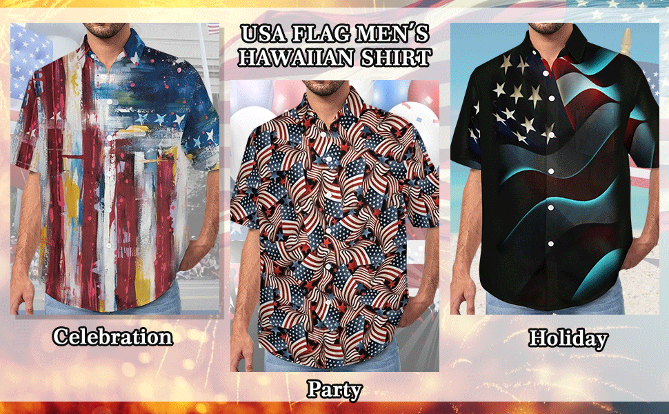 Mens American Flag Button Down Shirts