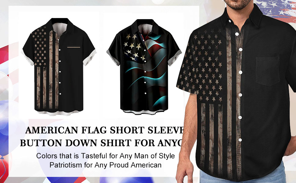 US Flag Short Sleeve Funny Party Aloha Beach Shirts