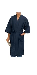 Harbor Bay by DXL Big and Tall Waffle-Knit Kimono Robe