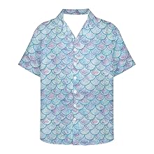 Aqua Purple Mermaid Print Hawaiian Shirt For Men