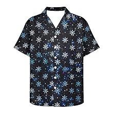 Black White Snowflake Print Funky Hawaiian Shirt For Men