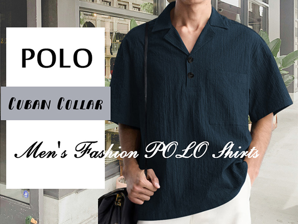 ZAFUL Men''s Casual Button-Down Shirts Short Sleeve Cuban Collar Summer Shirt Tops