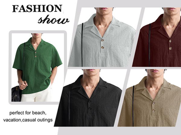 ZAFUL Men''s Casual Button-Down Shirts Short Sleeve Summer Shirt Tops