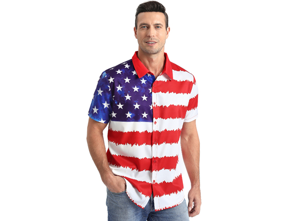 american flag button up shirt