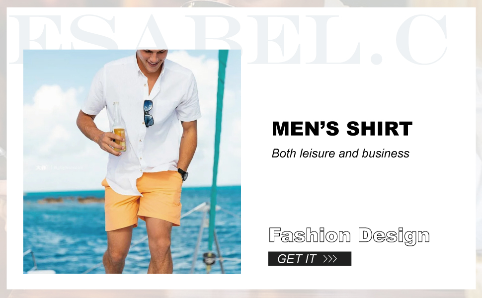 Esabel.C mens casual button down shirts short sleeve