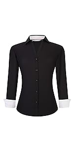 Women Casual Button Down Shirts Black