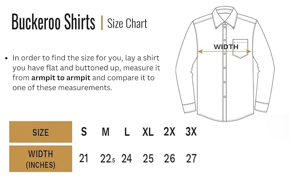 buckeroo shirts size chart in order to find the size for you, l