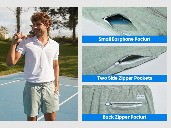 mens shorts with zipper pockets